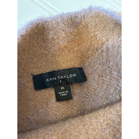 Ann Taylor Houndstooth Jacquard Mock Neck Sweater Brown Pullover Womens Size XS - Picture 6 of 7